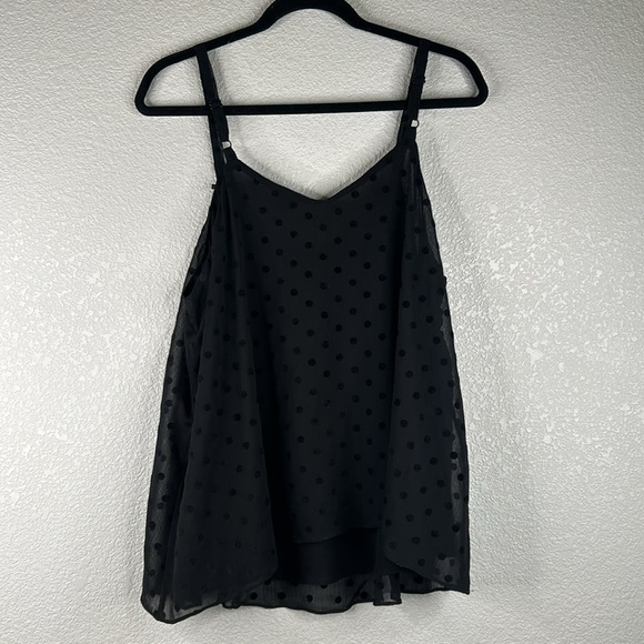 Torrid Black Velvet Polka Dot Spaghetti Strap Camisole Tank Top Size Medium - Picture 4 of 6